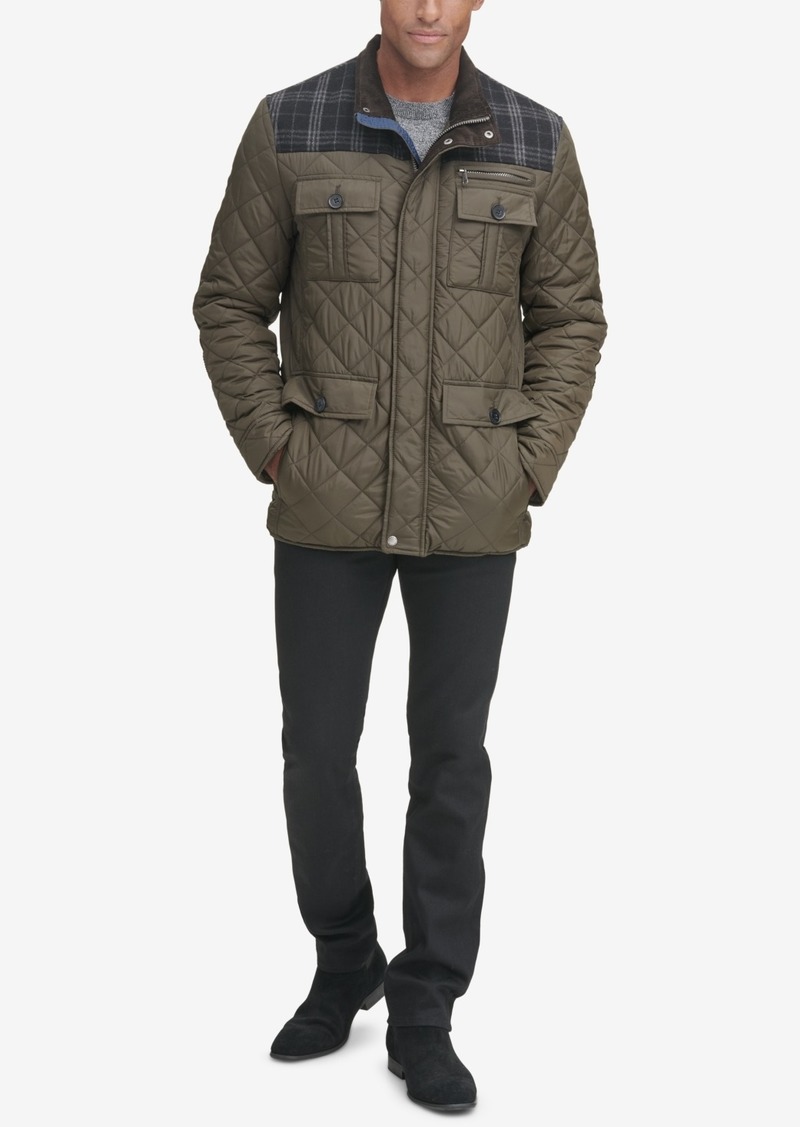 Cole Haan Mixed Media Quilted Jacket - Med Green