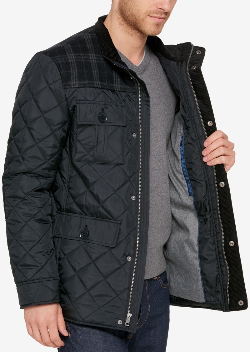 Cole Haan Mixed Media Quilted Jacket - Black