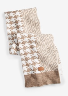 Cole Haan Oversized Mixed Houndstooth Oxford Tan Scarf - Oxford Tan