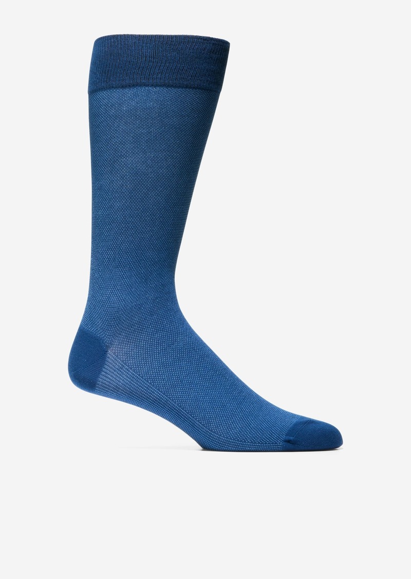 Cole Haan Men's Pique Textured Crew Socks - Blue Size OSFA