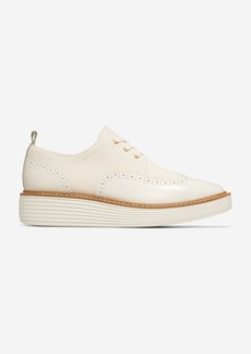 Cole Haan Women's Øriginal Grand Platform Wingtip Oxford Shoes - Beige Size 8