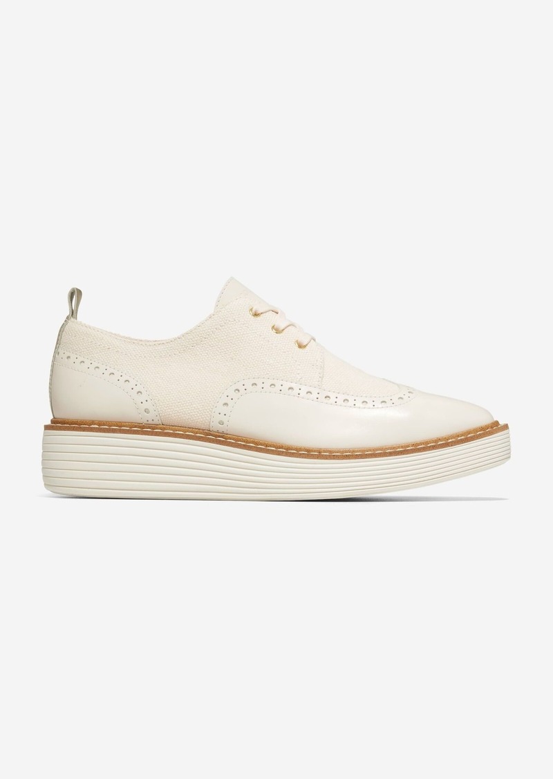 Cole Haan Women's Øriginal Grand Platform Wingtip Oxford Shoes - Beige Size 9