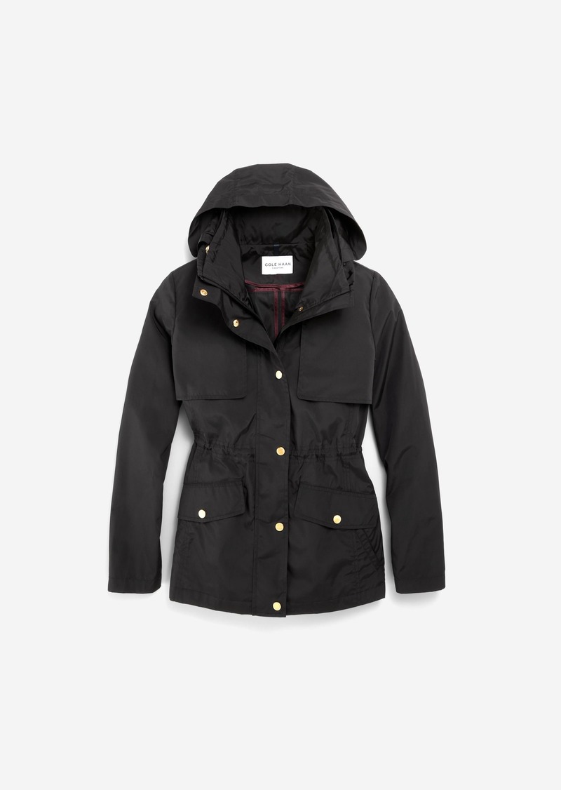 Cole Haan Women's Short Packable Rain Jacket - Black Size Small