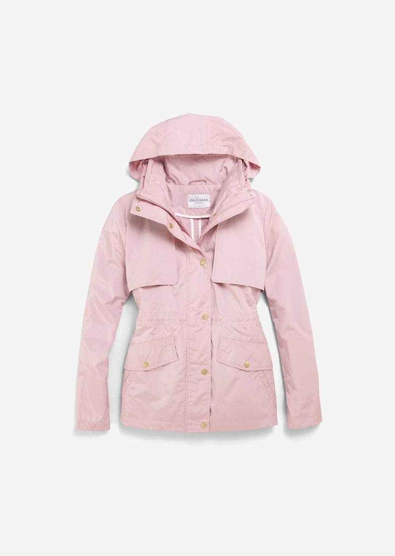 Cole Haan Women's Short Packable Rain Jacket - Pink Size Large