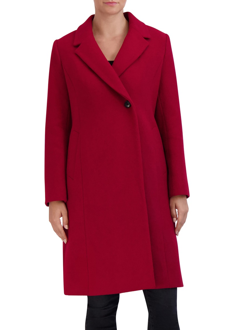 Cole Haan Signature Asymmetric Button Wool Blend Coat in Red at Nordstrom Rack