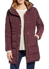 Cole Haan Signature Cole Haan Quilted Down & Feather Fill Jacket with Faux Fur Trim in Merlot at Nordstrom