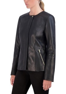 Cole Haan Signature Collarless Leather Jacket