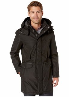 Cole Haan Signature Men's Bonded Nylon Car Coat with Attached Hood