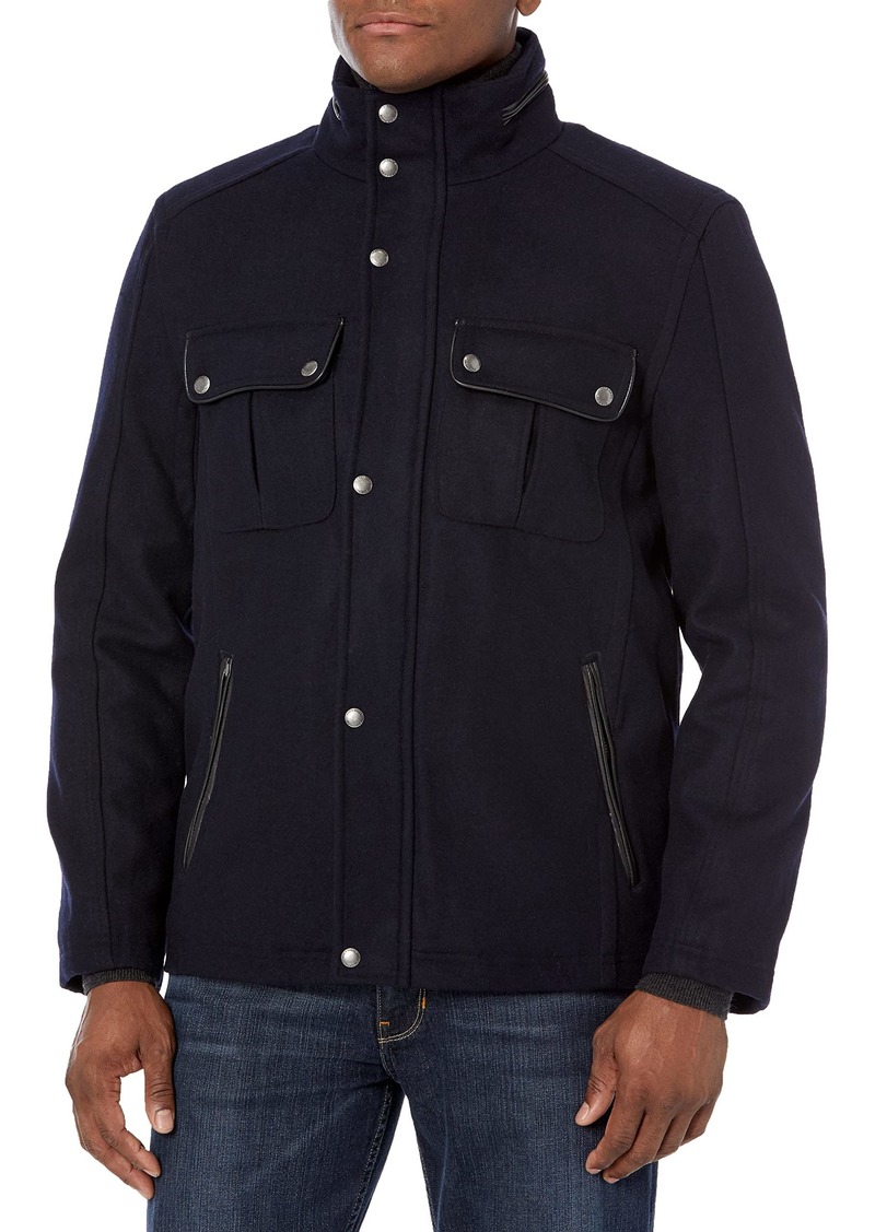 Cole Haan Signature Men's Signature Melton Wool Stand Collar Jacket
