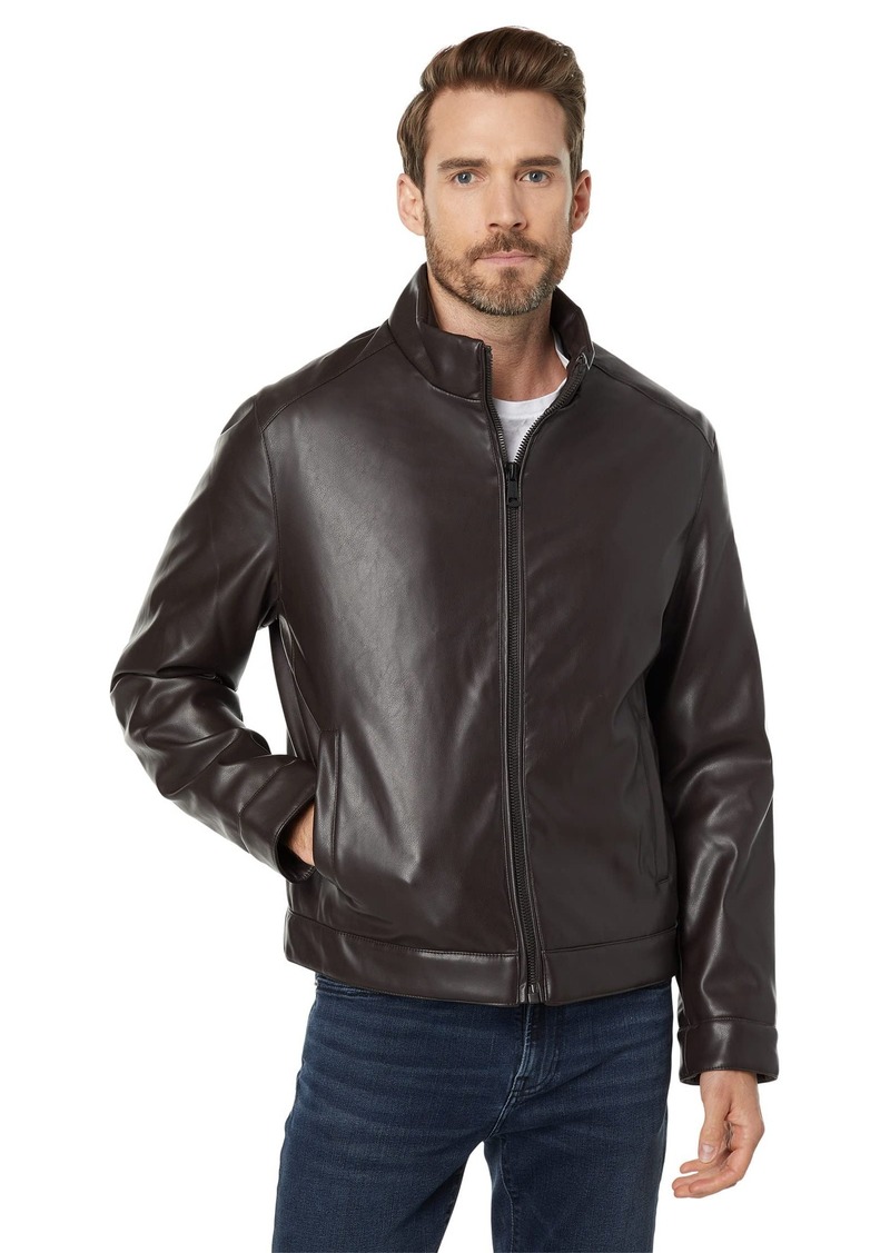 Cole Haan Signature Men's Zip Front Faux Leather Moto Jacket