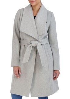 Cole Haan Signature Slick Wool Blend Wrap Coat in Light Grey at Nordstrom Rack