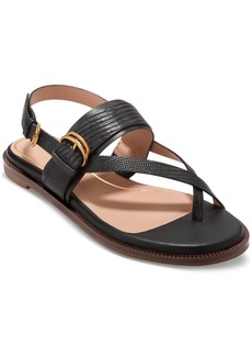 Cole Haan Women's Anica Lux Buckle Flat Sandals - Black Leather