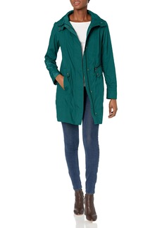 Cole Haan Women's Back Bow Packable Hooded Rain Jacket pine