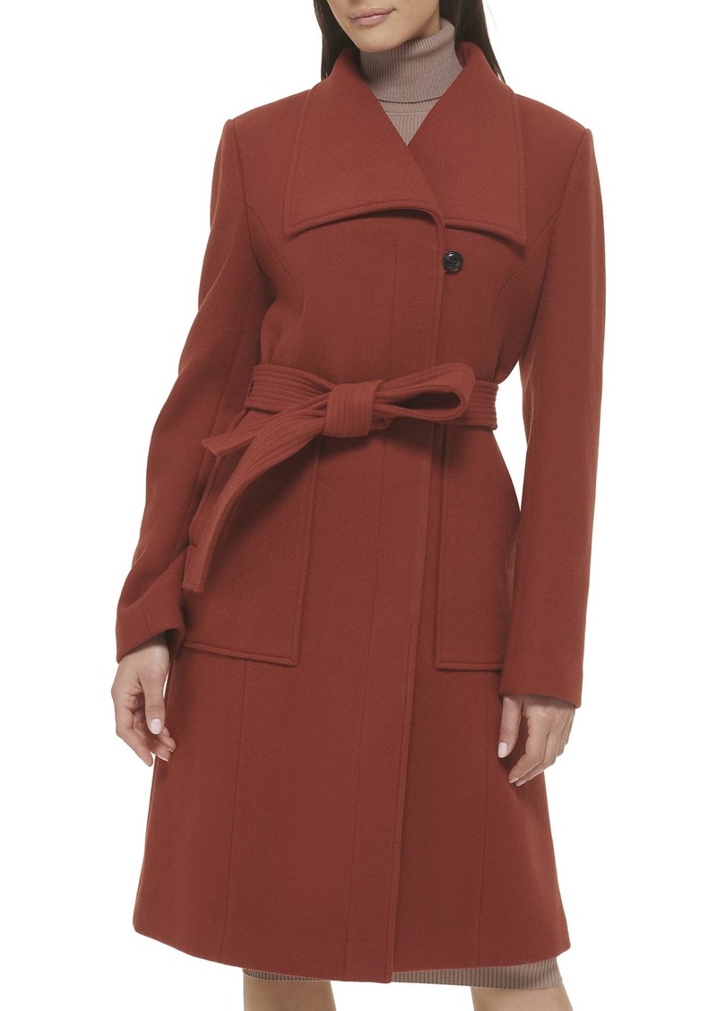 Cole Haan Women's Belted Coat Wool with Cuff Details