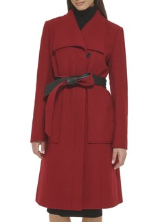 Cole Haan Women's Belted Coat Wool with Cuff Details RED