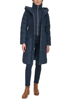 Cole Haan Women's Bibbed Hooded Puffer Coat - Navy