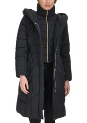 Cole Haan Women's Bibbed Hooded Puffer Coat - Navy