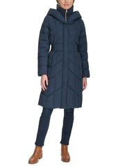 Cole Haan Women's Bibbed Hooded Puffer Coat - Navy