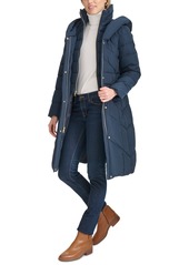 Cole Haan Women's Bibbed Hooded Puffer Coat - Navy