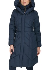 Cole Haan Women's Bibbed Hooded Puffer Coat - Navy