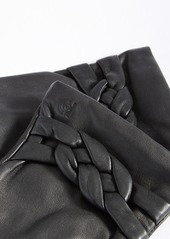 Cole Haan Women's Braided-Cuff Leather Gloves - Black