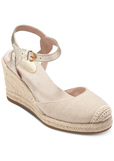 Cole Haan Women's Cloudfeel Espadrille Ii Wedge Sandals - Natural Linen, Soft Gold Leather
