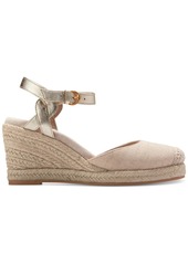 Cole Haan Women's Cloudfeel Espadrille Ii Wedge Sandals - Natural Linen, Soft Gold Leather