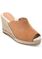 Cole Haan Women's Cloudfeel Southcrest Espadrille Mule Wedge Sandals - Pecan Suede