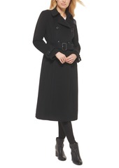 Cole Haan Women's Double-Breasted Belted Wool Blend Trench Coat - Black