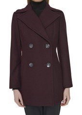 Cole Haan Women's Fine Wool Twill Double Breasted Peacoat - Brown