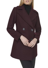 Cole Haan Women's Fine Wool Twill Double Breasted Peacoat - Brown