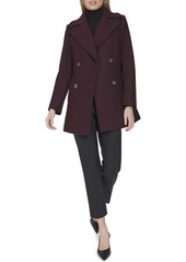 Cole Haan Women's Fine Wool Twill Double Breasted Peacoat - Brown