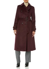 Cole Haan Women's Flared Trench Slick Wool Coat