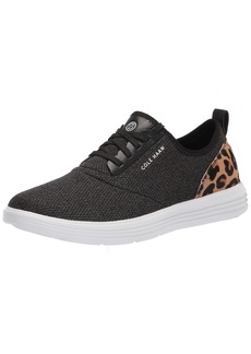 Cole Haan Women's GRANDSPORT Journey Sneaker Black Knit/MOD Leopard Printed Leather