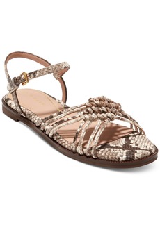 Cole Haan Women's Jitney Ankle-Strap Knotted Flat Sandals - Sandollar Soho Snake Print Leather