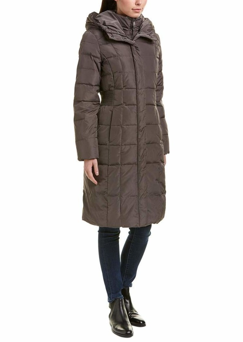 Cole Haan Women's Knee Length Hooded Quilted Down Coat