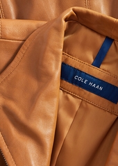 Cole Haan Womens Petite Leather Coat - Hazelnut