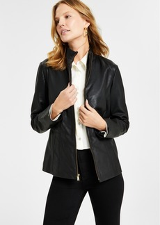 Cole Haan Womens Leather Coat - Black