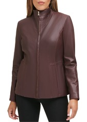 Cole Haan Womens Leather Coat - Chianti