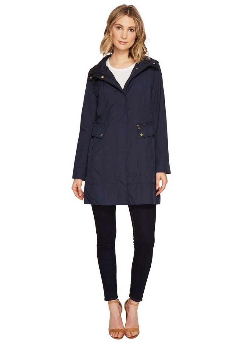 Cole Haan womens Packable Hooded Jacket With Bow Raincoat   US