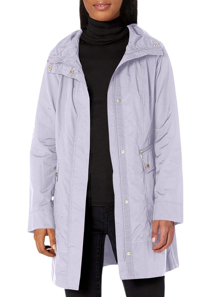 Cole Haan Women's Packable Hooded Rain Jacket with Bow