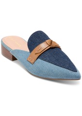 Cole Haan Women's Piper Bow Pointed-Toe Flat Mules - Denim Suede