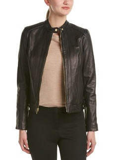 Cole Haan womens Racer With Quilted Panels Leather Jacket   US