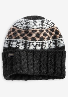 Cole Haan Women's Reversible Fair Isle Cuffed Beanie - Black Multi