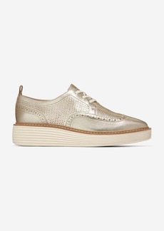Cole Haan Women's Øriginal Grand Platform Wingtip Oxford Shoes - Gold Size 5.5