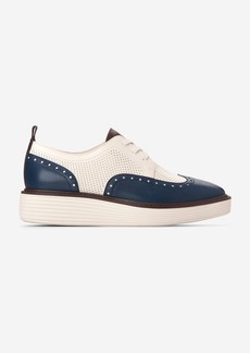 Cole Haan Women's Øriginal Grand Platform Wingtip Oxford Shoes - Blue Size 7.5