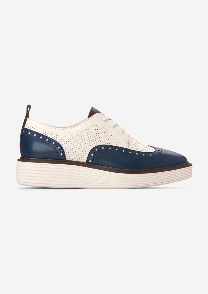 Cole Haan Women's Øriginal Grand Platform Wingtip Oxford Shoes - Blue Size 8.5