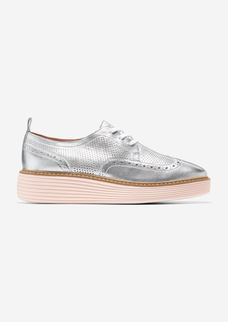 Cole Haan Women's Øriginal Grand Platform Wingtip Oxford Shoes - Silver Size 8