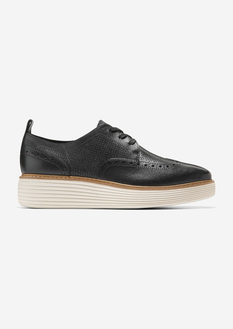 Cole Haan Women's Øriginal Grand Platform Wingtip Oxford Shoes - Black Size 5.5