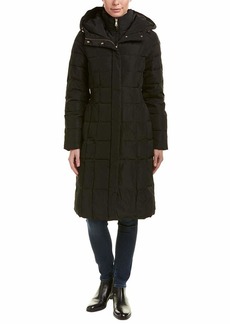 Cole Haan womens Taffeta With Bib Front and Dramatic Hood Down Alternative Outerwear Coat   US
